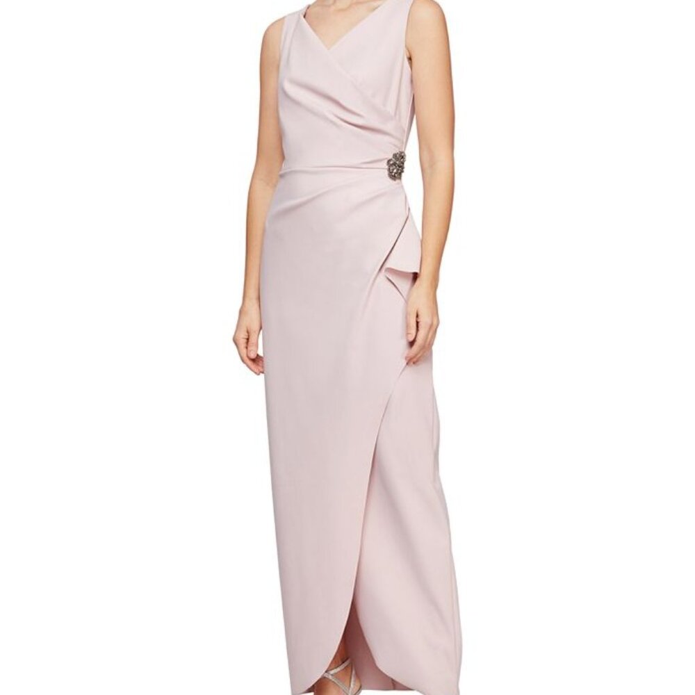 Alex Evenings Blush Pink Asymmetrical Evening Gown